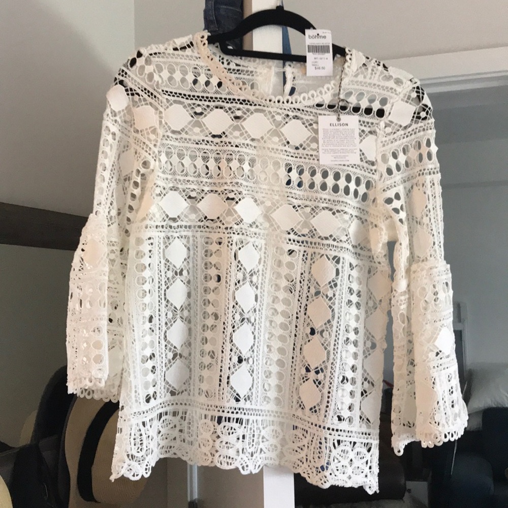 Boho lace bell sleeve blouse